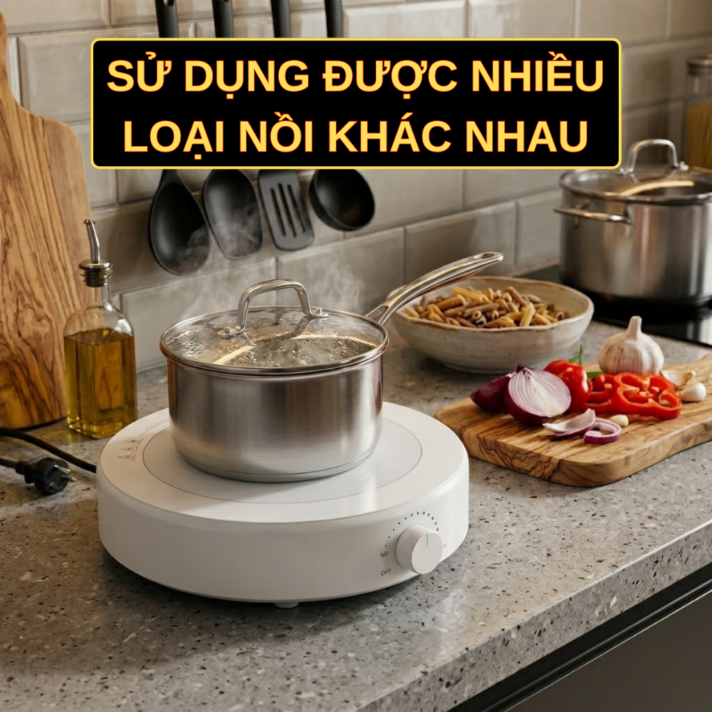 Bếp từ đơn GROPA công suất lớn 2200W, bếp điện từ nhỏ gọn nấu ăn cực nhanh, mặt kính vệ sinh dễ dàng