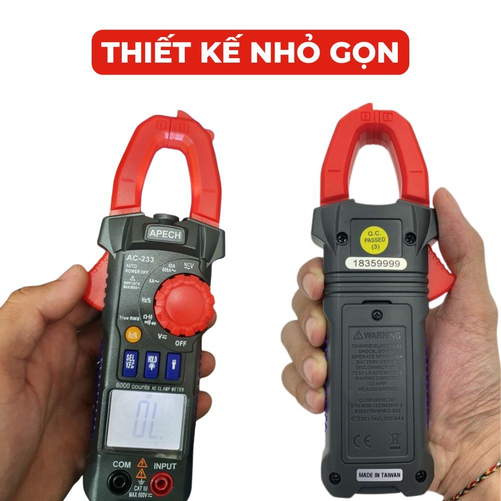 [TẶNG TÚI ĐỰNG MÁY ĐI KÈM]    Ampe Kìm Vạn Năng AC-233 Tích Hợp True RMS Giảm Sai Số 40% Đồng Hồ Kẹp Có Độ Chính Xác Cao