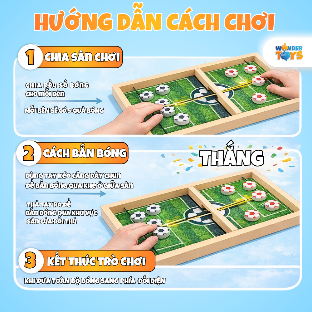 Cờ búng xuyên lỗ đối kháng bằng nhựa cao cấp sân cỏ đá banh, đồ chơi giải trí tương tác WonderToysVN