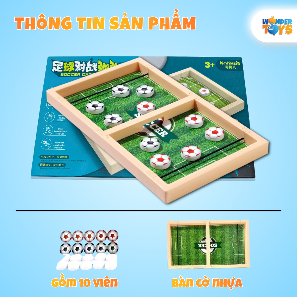 Cờ búng xuyên lỗ đối kháng bằng nhựa cao cấp sân cỏ đá banh, đồ chơi giải trí tương tác WonderToysVN