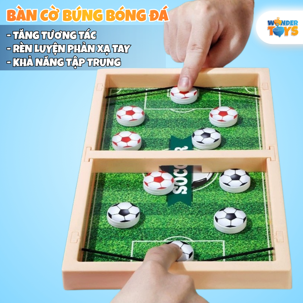 Cờ búng xuyên lỗ đối kháng bằng nhựa cao cấp sân cỏ đá banh, đồ chơi giải trí tương tác WonderToysVN