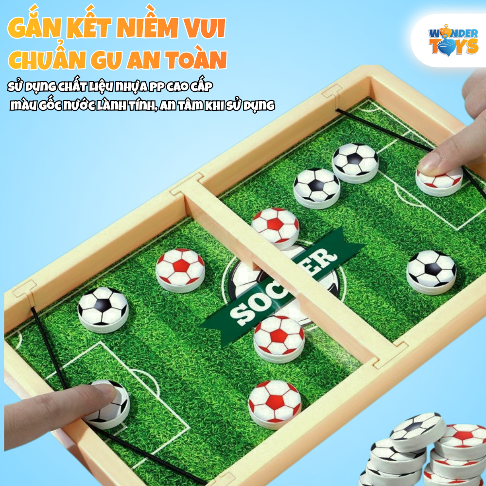 Cờ búng xuyên lỗ đối kháng bằng nhựa cao cấp sân cỏ đá banh, đồ chơi giải trí tương tác WonderToysVN