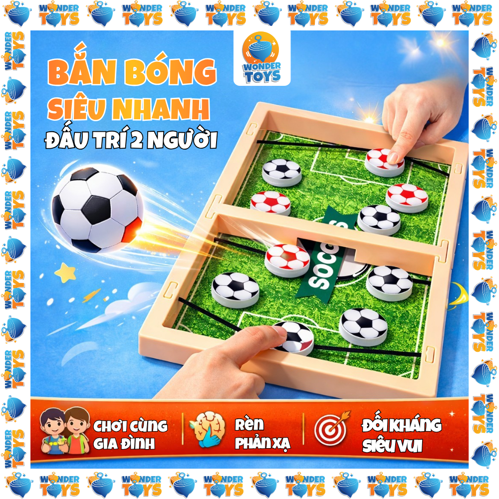 Cờ búng xuyên lỗ đối kháng bằng nhựa cao cấp sân cỏ đá banh, đồ chơi giải trí tương tác WonderToysVN