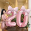 Bóng Số Kèm Nơ, Bóng Số Tuổi Tone Màu Hồng, Trằng Sứ Trang Trí Sinh Nhật Tặng Kèm Băng Dính