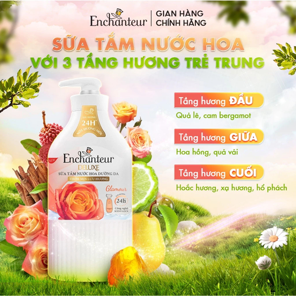 [SVIP] [TIẾT KIỆM 132K] Combo 2 Túi Refill Sữa Tắm Nước Hoa Dưỡng Da Thơm Mịn Lưu Hương Enchanteur 640g x2
