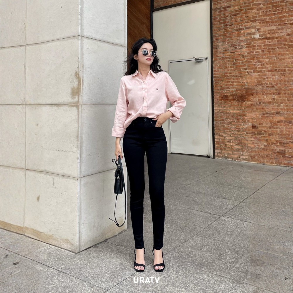 Quần Jean Skinny Nữ Dáng Ôm MIAA Lưng Siêu Cao Trơn Basic  , quần bò ống bó co giãn form dài phong cách trẻ trung | BigBuy360 - bigbuy360.vn