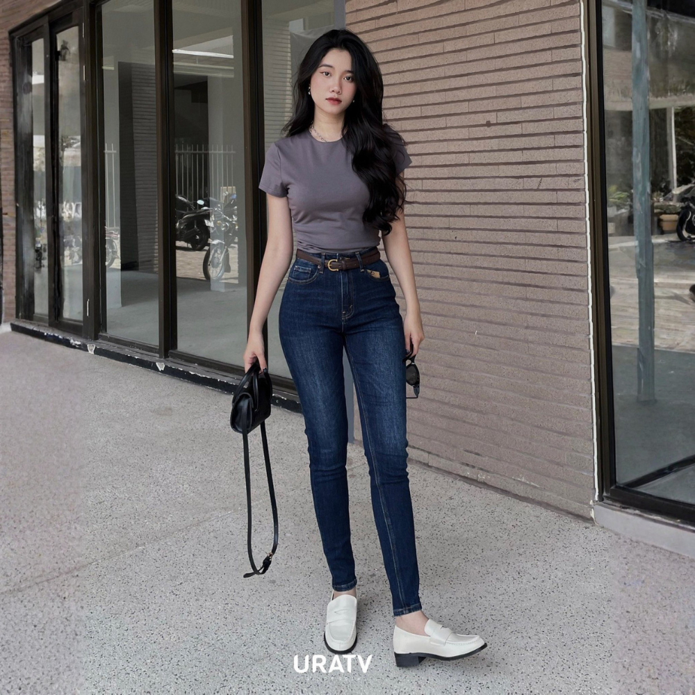 Quần Jean Skinny Nữ Dáng Ôm MIAA Lưng Siêu Cao Trơn Basic  , quần bò ống bó co giãn form dài phong cách trẻ trung | BigBuy360 - bigbuy360.vn