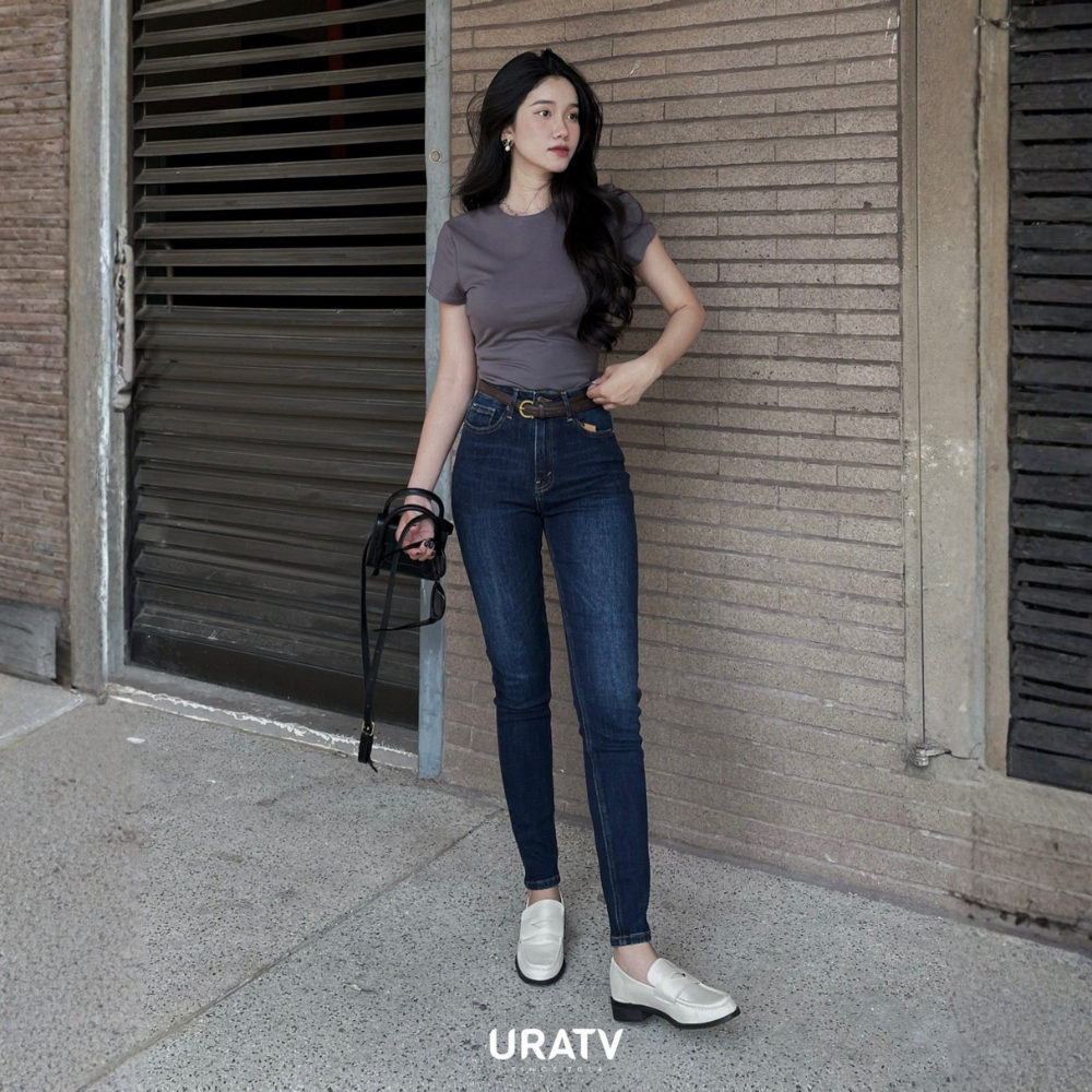 Quần Jean Skinny Nữ Dáng Ôm MIAA Lưng Siêu Cao Trơn Basic  , quần bò ống bó co giãn form dài phong cách trẻ trung | BigBuy360 - bigbuy360.vn