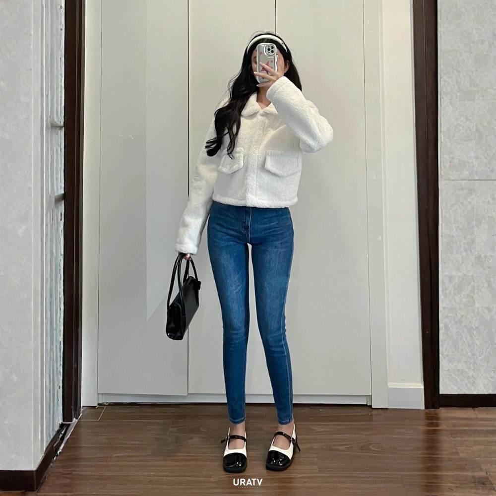 Quần Jean Skinny Nữ Dáng Ôm MIAA Lưng Siêu Cao Trơn Basic  , quần bò ống bó co giãn form dài phong cách trẻ trung | BigBuy360 - bigbuy360.vn