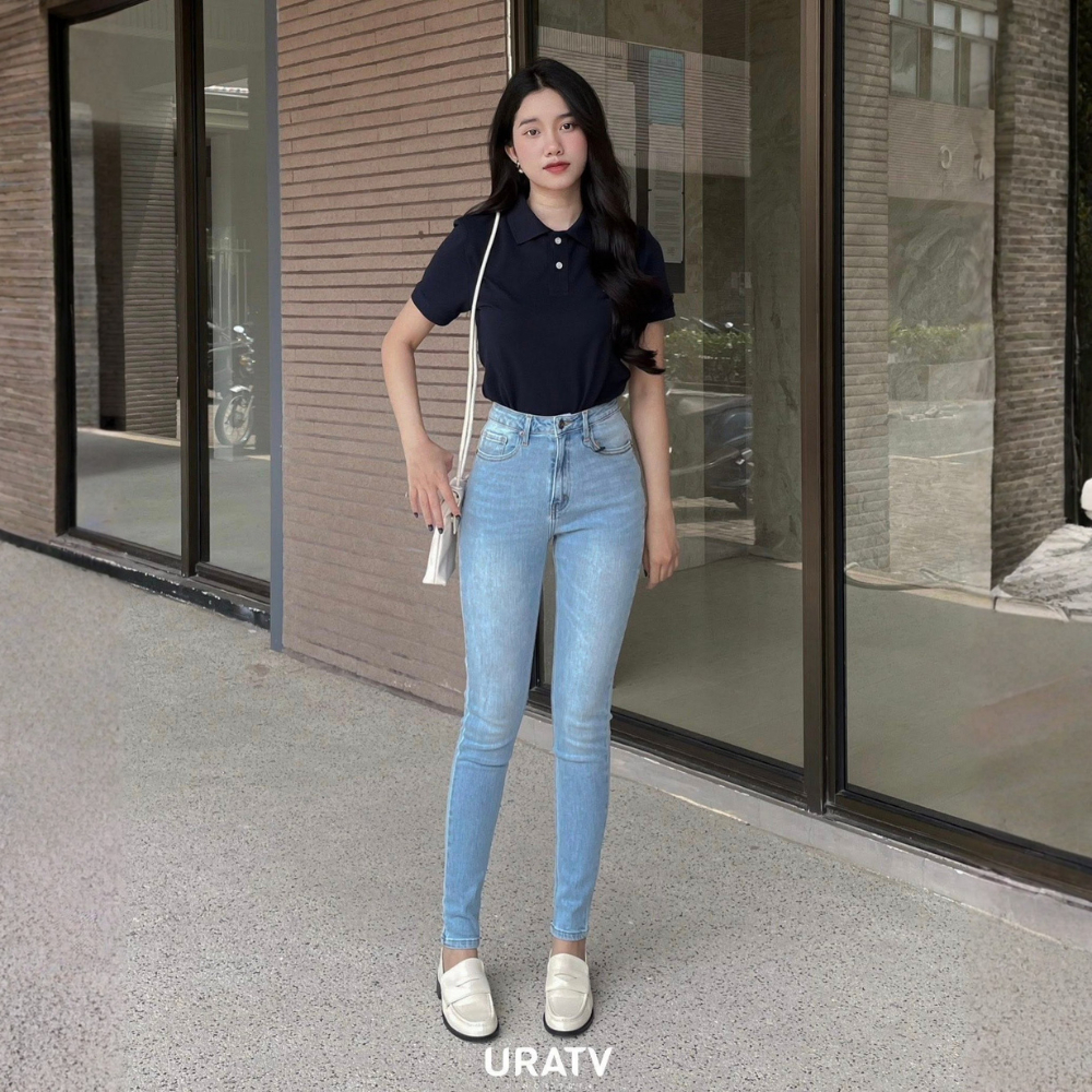 Quần Jean Skinny Nữ Dáng Ôm MIAA Lưng Siêu Cao Trơn Basic  , quần bò ống bó co giãn form dài phong cách trẻ trung | BigBuy360 - bigbuy360.vn