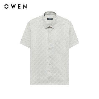 Owen - Áo sơ mi ngắn tay Body Fit AB255000NT màu Be chất liệu Spandex