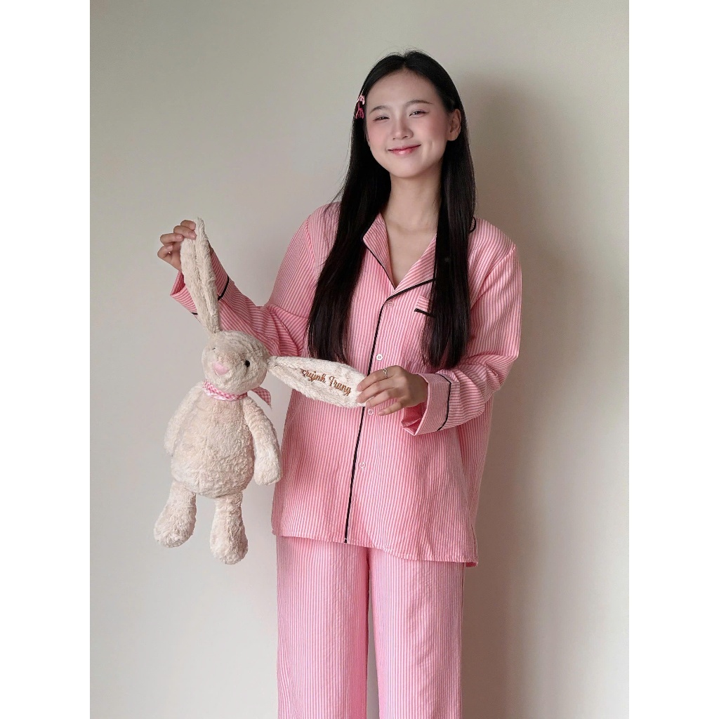 Sét Bộ Pijama Mặc 4 Mùa Phối Kẻ Viền Đen Chất Đũi Cao Cấp