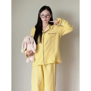 Sét Bộ Pijama Mặc 4 Mùa Phối Kẻ Viền Đen Chất Đũi Cao Cấp