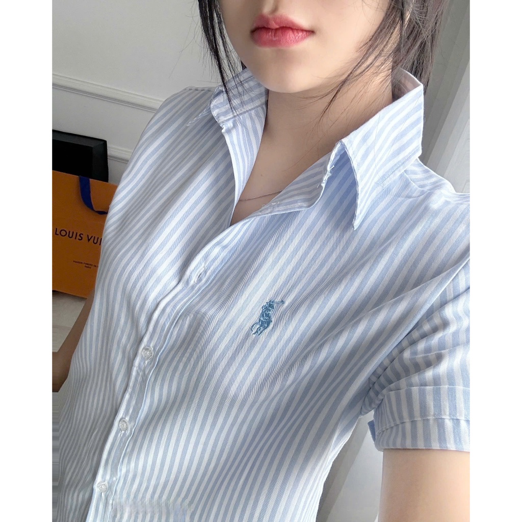 Áo sơ mi nữ GUMIN thiết kế áo thêu logo ngực sang chảnh, áo sơ mi công sở nữ basic thanh lịch