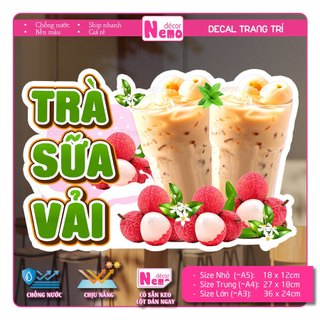 Decal Trang Trí Sữa Đậu Nành, Trà Sữa, Tranh Dán Quán Nước, Dán Tường, Tủ, Kính, Xe Đẩy - Sticker Chịu Được Mưa Nắng.