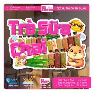 Decal Trang Trí Sữa Đậu Nành, Trà Sữa, Tranh Dán Quán Nước, Dán Tường, Tủ, Kính, Xe Đẩy - Sticker Chịu Được Mưa Nắng.