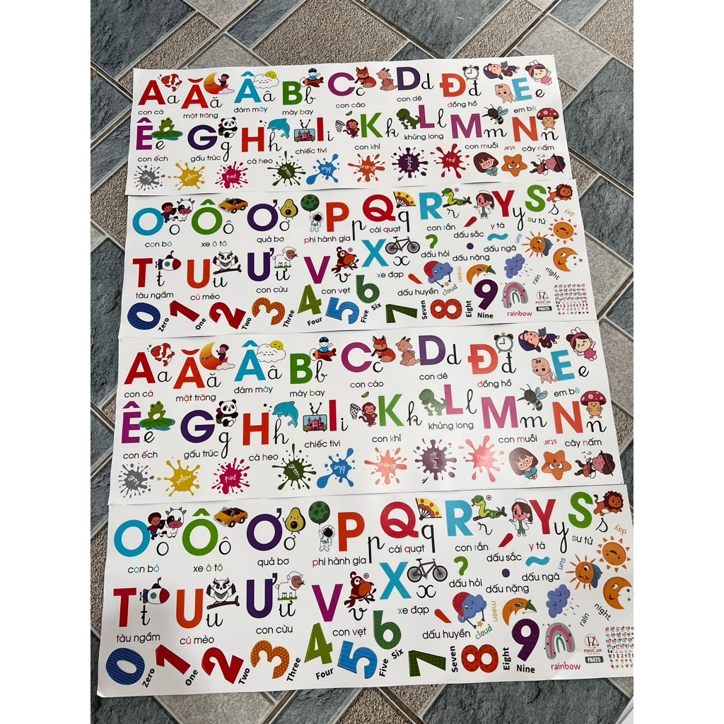 Decal Dán Tường mẫu Bảng chữ cái tiếng Việt sẵn keo, decor phòng cho bé