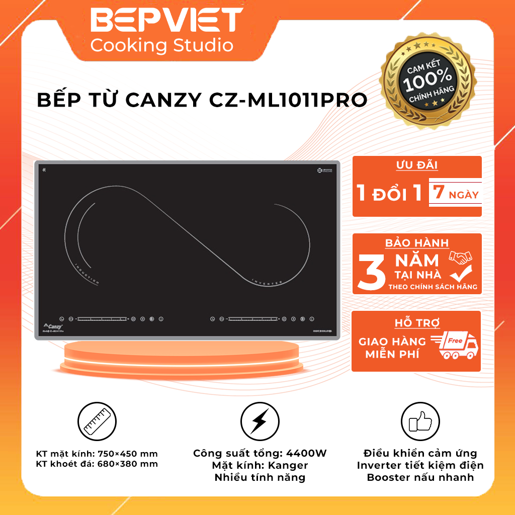 BẾP TỪ CANZY CZ-ML1011PRO Made in Malaysia, Inverter, Booster, Hẹn giờ, khóa phím bảo hành 3 năm chính hãng cao cấp