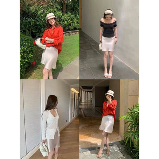 𝐏𝐡𝐢𝐞𝐧 𝐘𝐉𝐈𝐀 | (Sẵn) 5557 Chân Váy Lụa (k quần trong) Chất Mịn Mát Mùa Hè Cho Nữ Dáng Lỡ Ngắn