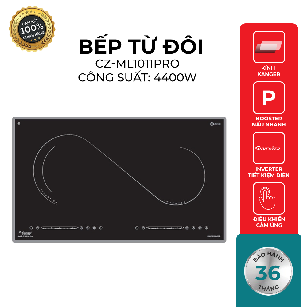 BẾP TỪ CANZY CZ-ML1011PRO Made in Malaysia, Inverter, Booster, Hẹn giờ, khóa phím bảo hành 3 năm chính hãng cao cấp
