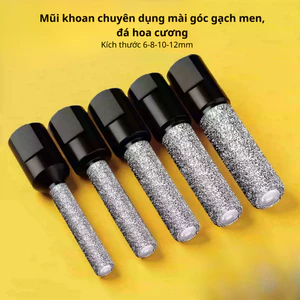 Mũi Khoan Kim Cương Khô Cho Gạch Men, Đá, Kính Kích Thước 6,8,10,12mm Dùng Cho Máy Mài Lỗ Ren M10, Máy Mài Góc