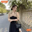 Đầm thiết kế BEMINE cổ sơ mi phối ren thêu hoa dáng chữ A phù hợp đi làm-B465