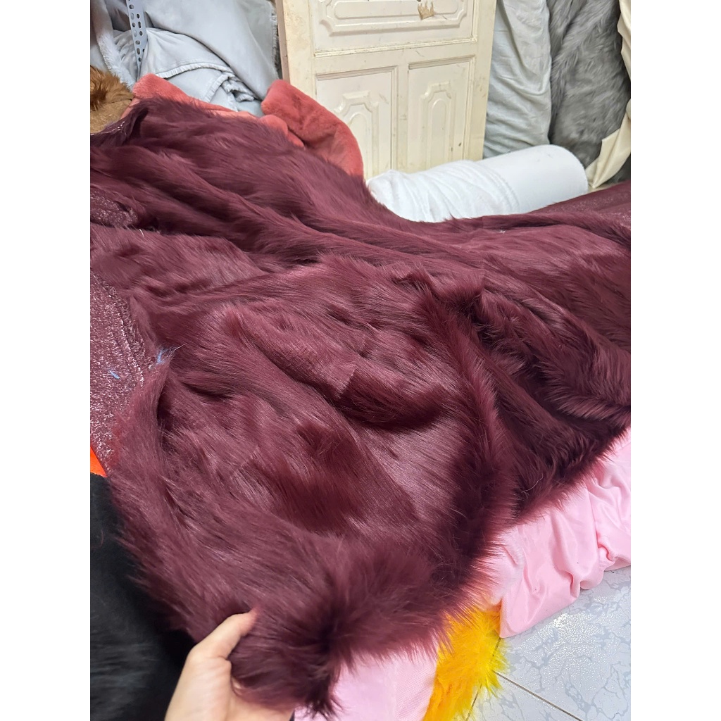 Thảm lông màu nâu lông dài - thảm lông nâu phớt mới size to