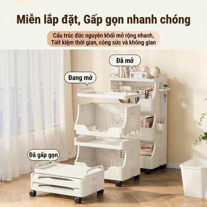 🔥Hỏa Tốc 2H🔥Kệ để đồ phòng khách và phòng ngủ đa năng bằng nhựa, sức chứa lớn, chịu tải mạnh, có bánh xe