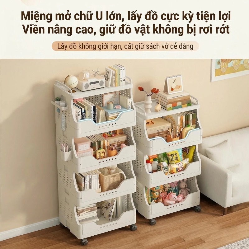 🔥Hỏa Tốc 2H🔥Kệ để đồ phòng khách và phòng ngủ đa năng bằng nhựa, sức chứa lớn, chịu tải mạnh, có bánh xe