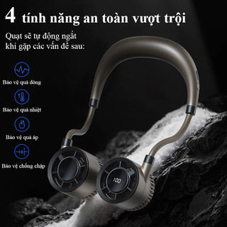 Quạt Đeo Cổ Mini F916 100 Cấp Gió Màn Hình LED | Quạt Đeo Cổ Không Cánh Sạc Type C Gió Mạnh