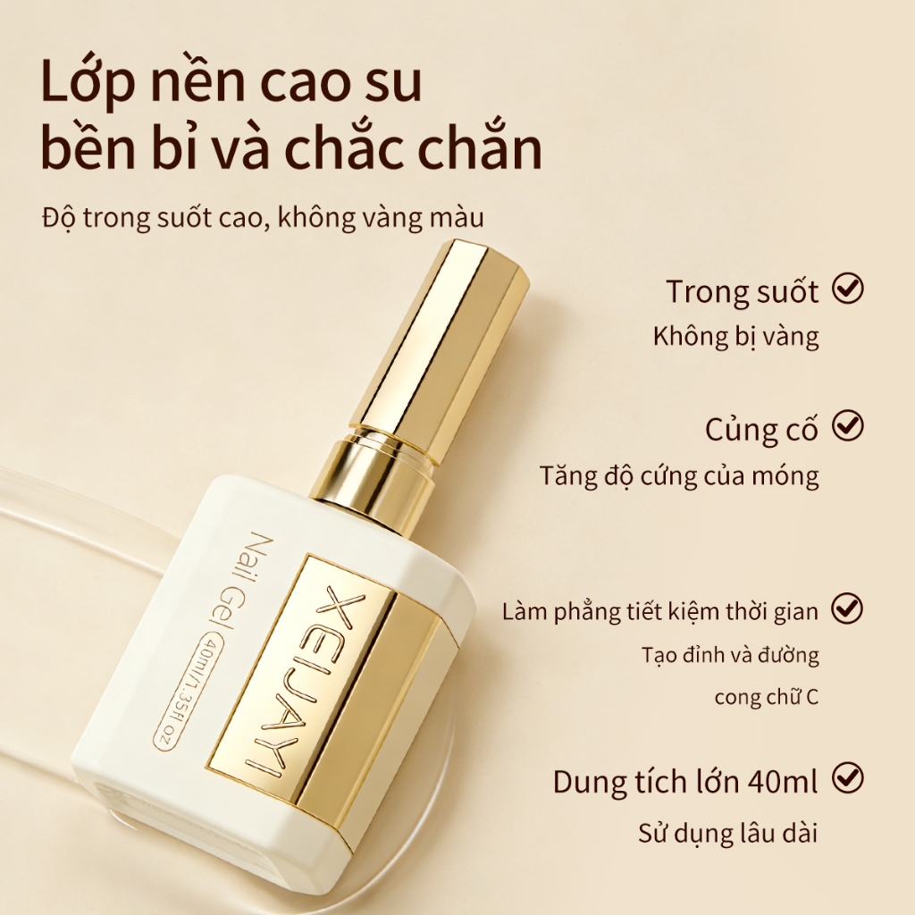 XEIJAYI 40ml - Gel lót tạo hình móng,  tạo hình và chỉnh sửa hình dạng móng, thích hợp sử dụng tại salon.