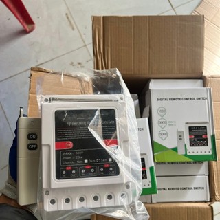 Công tắc điều khiển từ xa 3 pha 380V chống mất pha 10kW RF 315MHz tầm xa 3km điều khiển máy bơm motor