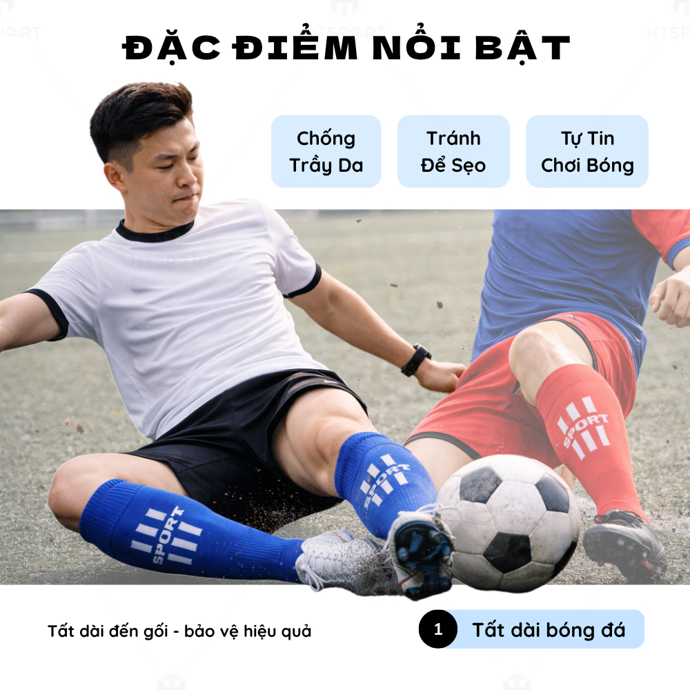 Tất Dài Đá Bóng Người Lớn & Trẻ Em, Vớ Cổ Cao Bảo Vệ Chân Đá Banh Sân Cỏ Thể Thao Nhiều Màu