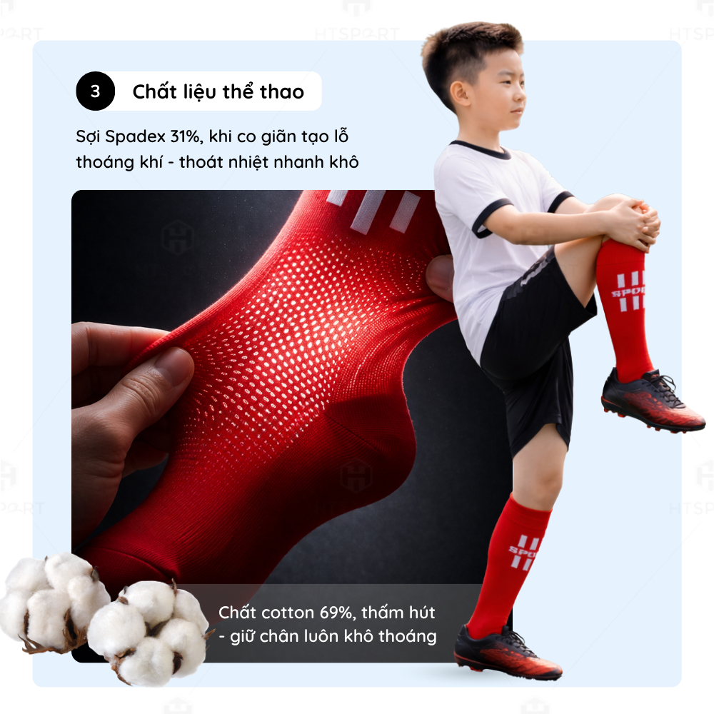 Tất Dài Đá Bóng Người Lớn & Trẻ Em, Vớ Cổ Cao Bảo Vệ Chân Đá Banh Sân Cỏ Thể Thao Nhiều Màu