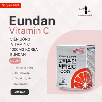 Viên Uống Vitamin C 1000mg Eundan Hàn Quốc, Hỗ Trợ Tăng Cường Sức Đề Kháng Và Khả Năng Hấp Thụ Sắt Tối Ưu / 120 Viên