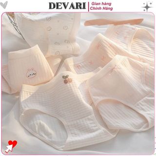 Quần lót nữ cotton gân tăm dày dặn co giãn linh hoạt cạp vừa tôn dáng kiểu dáng xinh xắn DEVARI L566