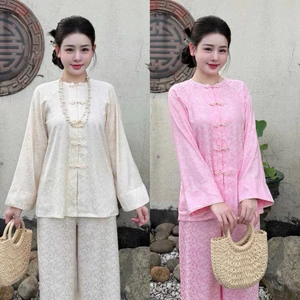 Pháp Phục Đi Lễ Chùa Mới Cách Tân Cao Cấp, Đồ Lam Lễ Chùa Cúc Đá Lụa Gấm Vân | Đồ Lam An Nhiên