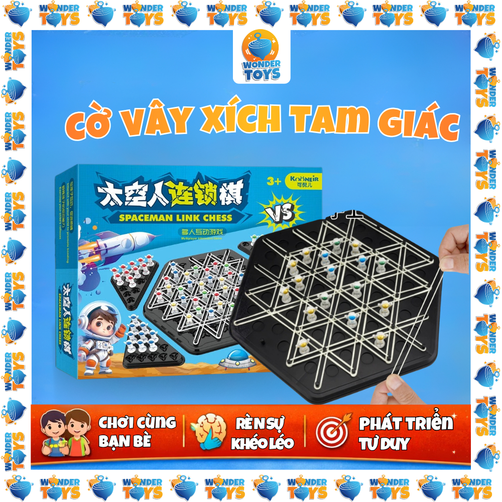 Cờ xếp hình tam giác, Cờ Liên Xích bằng dây chun hình phi hành gia, đồ chơi phát triển tư duy cho bé