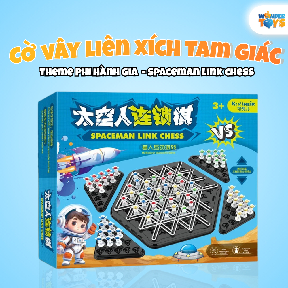 Cờ xếp hình tam giác, Cờ Liên Xích bằng dây chun hình phi hành gia, đồ chơi phát triển tư duy cho bé