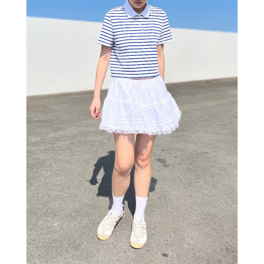 TheBlueTshirt - Áo polo kẻ sọc tay ngắn phom relax cho nữ - The A Polo Signature Stripe