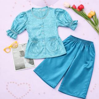 Đồ Ba Cho Bé Gái Chất Gấm Chun Tay Cúc Ngọc + Quần Lụa Mềm, Sét Bà Ba Mặc Trung Thu Size Từ 10 Đến 43 Kg BB06 - BEEKIDS