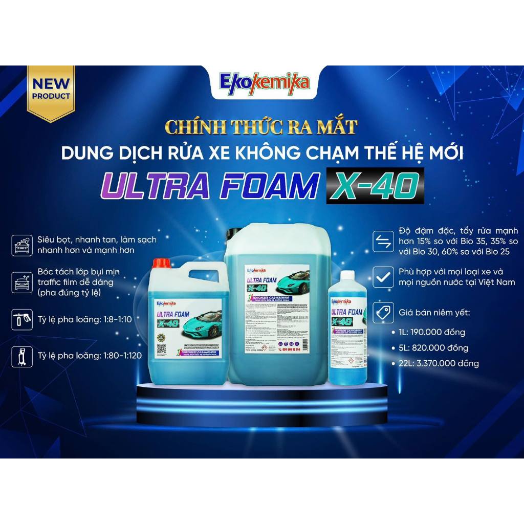 NƯỚC RỬA XE KHÔNG CHẠM EKOKEMIKA ITALY ULTRA FOAM X40