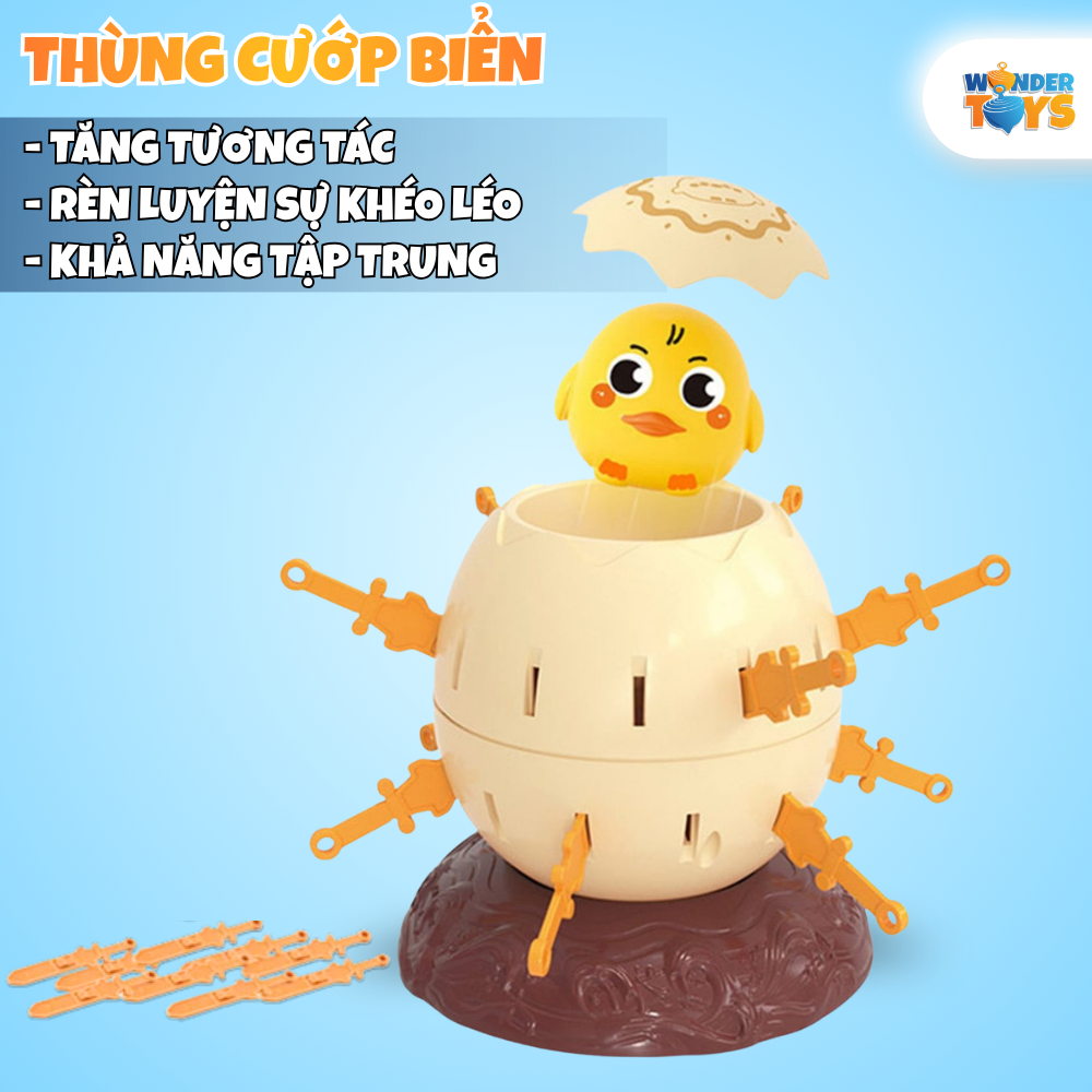 Đồ Chơi Đâm Hải Tặc Hình Trứng Gà Size lớn 24 Kiếm, Thùng Xô Cướp Biển Cướp Biển Rút Kiếm Vui Nhộn