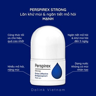 Lăn Khử Mùi Perspirex Hỗ Trợ Ngăn Mùi Chuyên Sâu Cho Mọi Loại Da 20ml Hàng Nhập Khẩu Chính Hãng