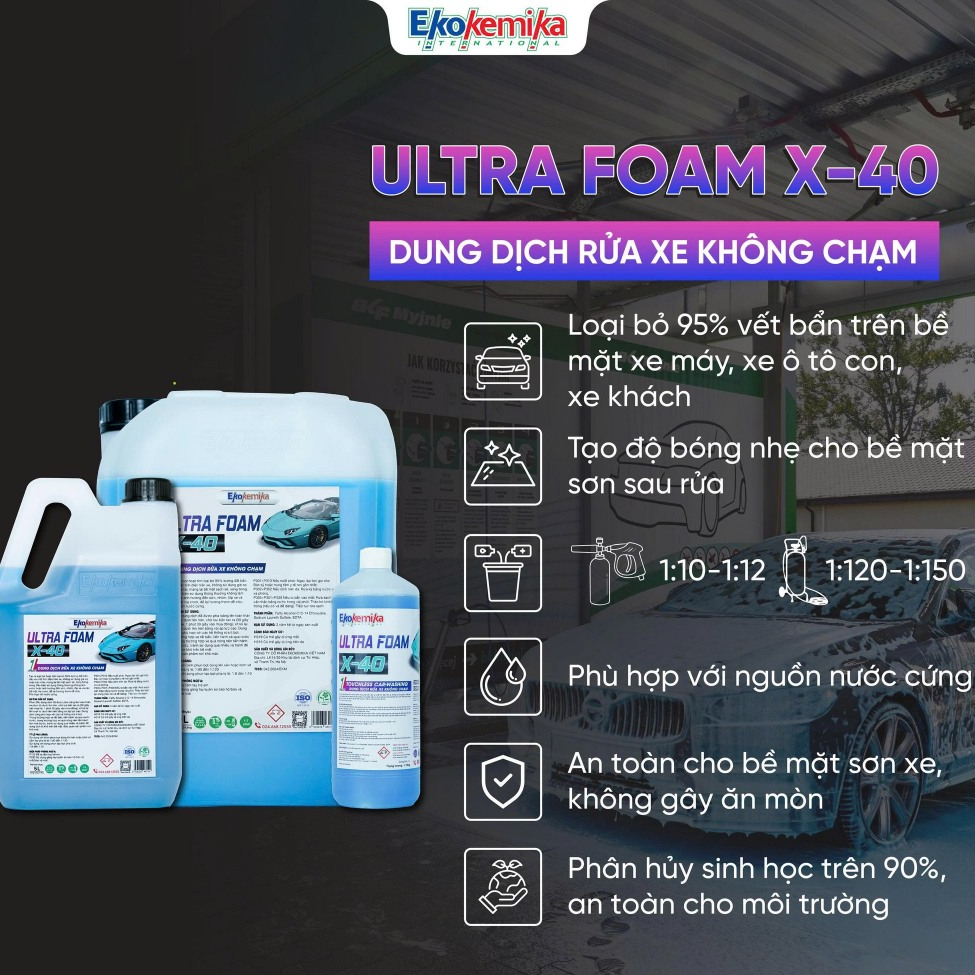 NƯỚC RỬA XE KHÔNG CHẠM EKOKEMIKA ITALY ULTRA FOAM X40
