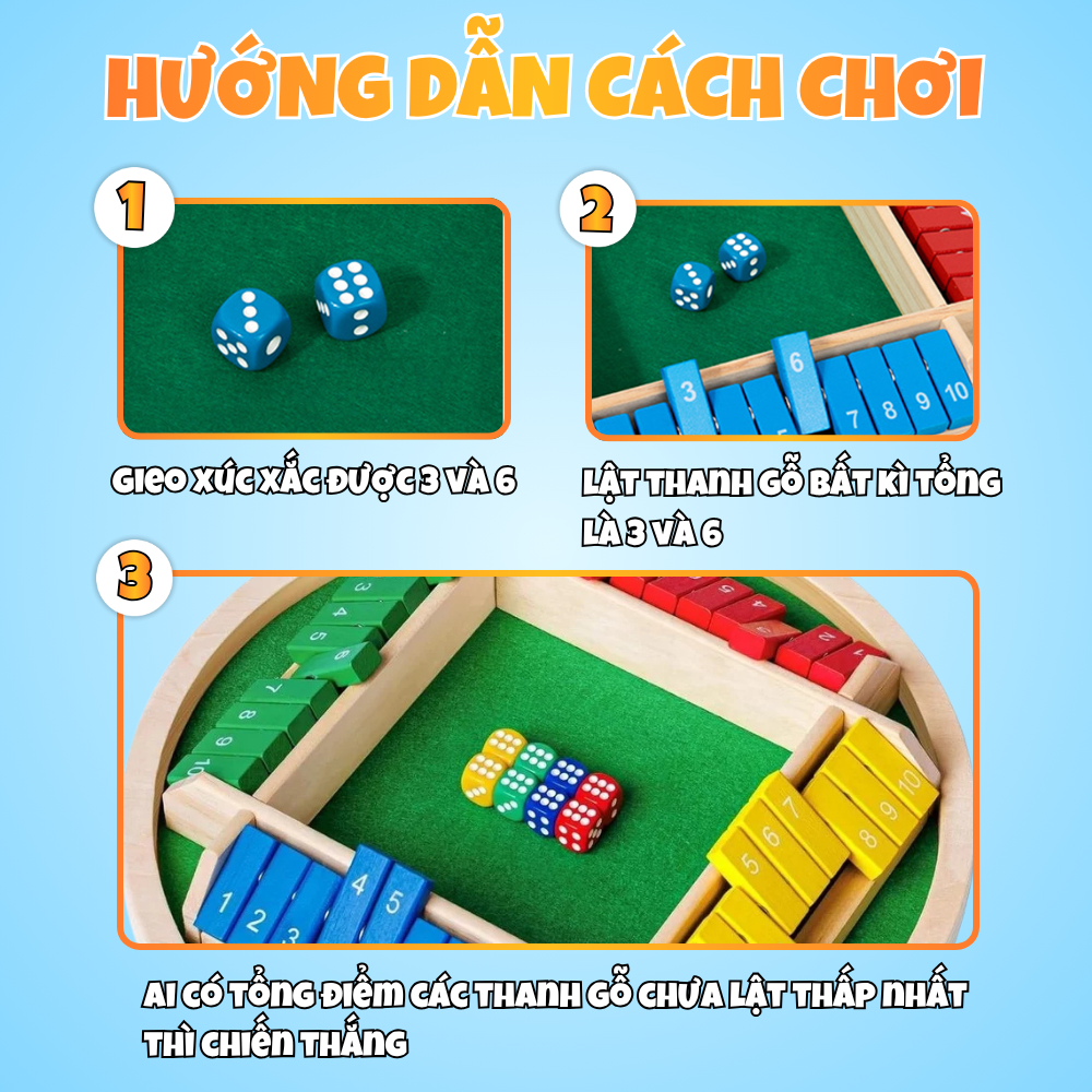 Xúc Xắc Đếm Số Chiến Thuật 4 Mặt, Đồ Chơi Trí Tuệ Bằng Gỗ Phát Triển Tư Duy Sáng Tạo Cho Trẻ