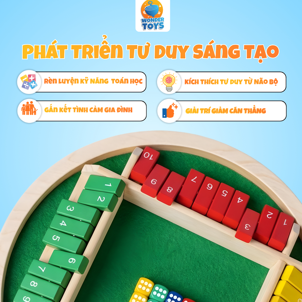 Xúc Xắc Đếm Số Chiến Thuật 4 Mặt, Đồ Chơi Trí Tuệ Bằng Gỗ Phát Triển Tư Duy Sáng Tạo Cho Trẻ