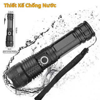 Đèn Pin Siêu Sáng XHP50 Proki Chính Hãng Zoom Xa, Chống Nước, Sạc USB, Pin 18650/26650, Đèn Cầm Tay Đi Đêm Ngoài Trời