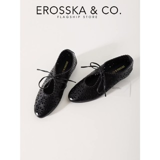 Erosska - Giày búp bê nữ đế bệt dẻo mũi tròn chất da mềm thiết kế khắc lazer thời trang- EL117