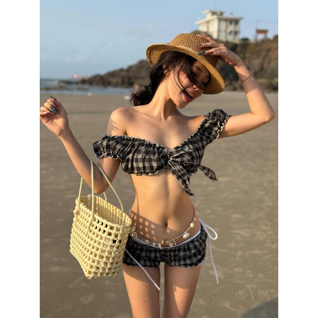 MARE SET - Set Áo Croptop Buộc Dây Và Quần Bí Thun Co Giãn Năng Động Mùa Hè